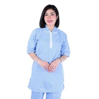 طقم عاملة منزلية كاروهات قطعتين