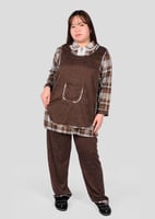 يونيفورم عاملات مخملي 3 قطع مع جيوب أمامية