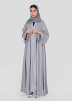 عباية شيفون حرير مفتوحة مع طرحة