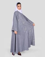 عباية نسائية رصاصية بتصميم مفتوح