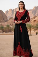 جلابية شمالي أسود مع حزام خصر