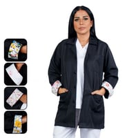 لاب كوت طبي للجنسين , بالطو طبي بأكمام مشجرة