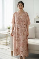 جلابية يومية مشجرة بفتحة رقبة