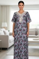 جلابية ورود طويلة بحزام خصر