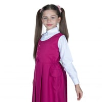 مريول مدرسي أبتدائي بلون فوشي بأزرار وفيونكا من كن...