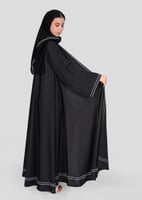 عبايةشيفون حرير مفتوحة مع طرحة