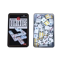 لعبة دومينو ملونة طقم 28 قطعة مع علبة معدنية