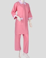 يونيفورم عاملات كويتي نسائي أنيق بياقة بيضاء