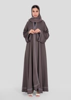 عبايةشيفون حرير مفتوحة مع طرحة