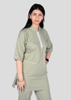 طقم عاملات نسائي قطن مع جيوب امامية