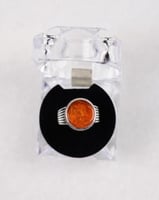 خاتم رجالي دائري فضي لون أخضر M