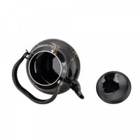 ابريق شاي غضار أسود مزخرف ذهبي