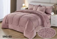 مفرش شتوي مفرد ونصف وجهه فرو و وجهه مخمل 4 قطع لون...