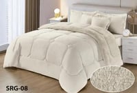 مفرش مفرد ونصف وجهه فرو و وجهه مخمل 4 قطع لون بيج