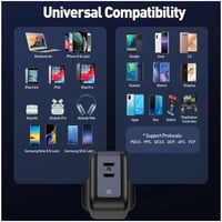 شاحن جداري جودا بقوة 50 واط بمنفذين تايب سي