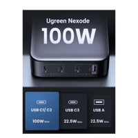 منصة شحن يوجرين بقوة 100 واط 3 منافذ تايب سي ومنفذ...