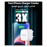 شاحن جداري يوجرين بمنفذ تايب سي بقوة 20 واط مع كيب...