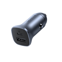 شاحن سيارة يوجرين بمنفذ يو اس بي ومنفذ تايب سي بقو...