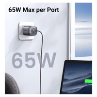 شاحن جداري يوجرين بمنفذ يو اس بي ومنفذين تايب سي ب...