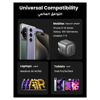 شاحن جداري يوجرين بمنفذ يو اس بي ومنفذ تايب سي بقو...