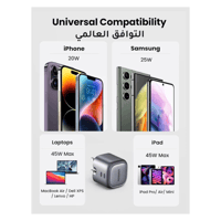 شاحن جداري يوجرين بمنفذين تايب سي بقوة 45 واط - اب...