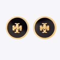 اقرط توري بورش مينا دائري من كيرا مطلي بالذهب اسود