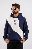 هودي نادي الهلال بشريط أبيض مائل وشعار النادي