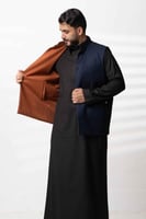 سديري دبل فيس جوخ مع قماش خلية كحلي xبني