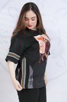 تيشرت اسود االتأسيس اوفر سايز بتدخيلات السدو