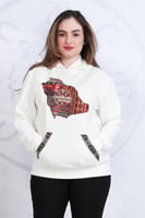 بلوفر نسائي بتدخيلات السدو وطباعه الخريطة