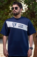 تيشرت الهلال كحلي بشريط أبيض مائل