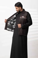 سديري ياقة شتوي بقماش خلية بني