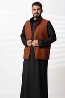 سديري دبل فيس جوخ مع قماش خلية كحلي xبني