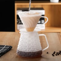 طقم تقطير V60 ثلجي ابيض شفاف سعة 750 مل