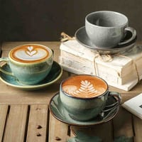 كوب قهوة سيراميك مع صحن لمشروبات الكابتشينو