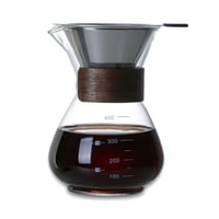 وعاء قهوة مختصة زجاجي سعة 400 مل مع مقبض خشبي