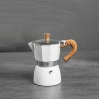 ابريق الموكا الايطالي مقبض خشبي فاخر باللون الأبيض...