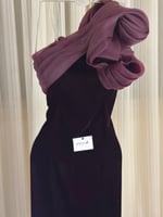 فستان شتوي مخمل ليلكي كتف واحد