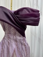 فستان خامه تفته استرتش مغطى بتل