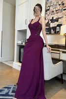 فستان سهره كريب ياربي تطريز