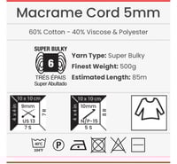 751 حبل مكرمية مسطح 5 ملم YarnArt Macrame Card 5MM