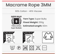 760 يارن ارت مكرمية روب 3 ملم YarnArt Macrame Rope...