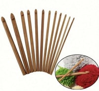 مجموعة إبر كروشيه خشبية بأحجام متعددة