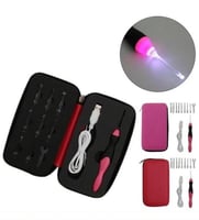 طقم سنارات كروشيه مضيئة + عداد (LED) قابل للشحن