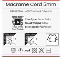 792 حبل مكرمية مسطح 5 ملم YarnArt Macrame Card 5MM