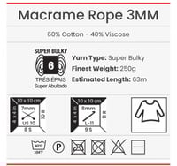 762 يارن ارت مكرمية روب 3 ملم YarnArt Macrame Rope...