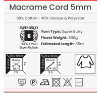 755 حبل مكرمية مسطح 5 ملم YarnArt Macrame Card 5MM