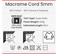 754 حبل مكرمية مسطح 5 ملم YarnArt Macrame Card 5MM