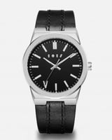 ساعة رجالية من الجلد بلون أسود|آن