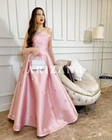 فستان سهرة وردي